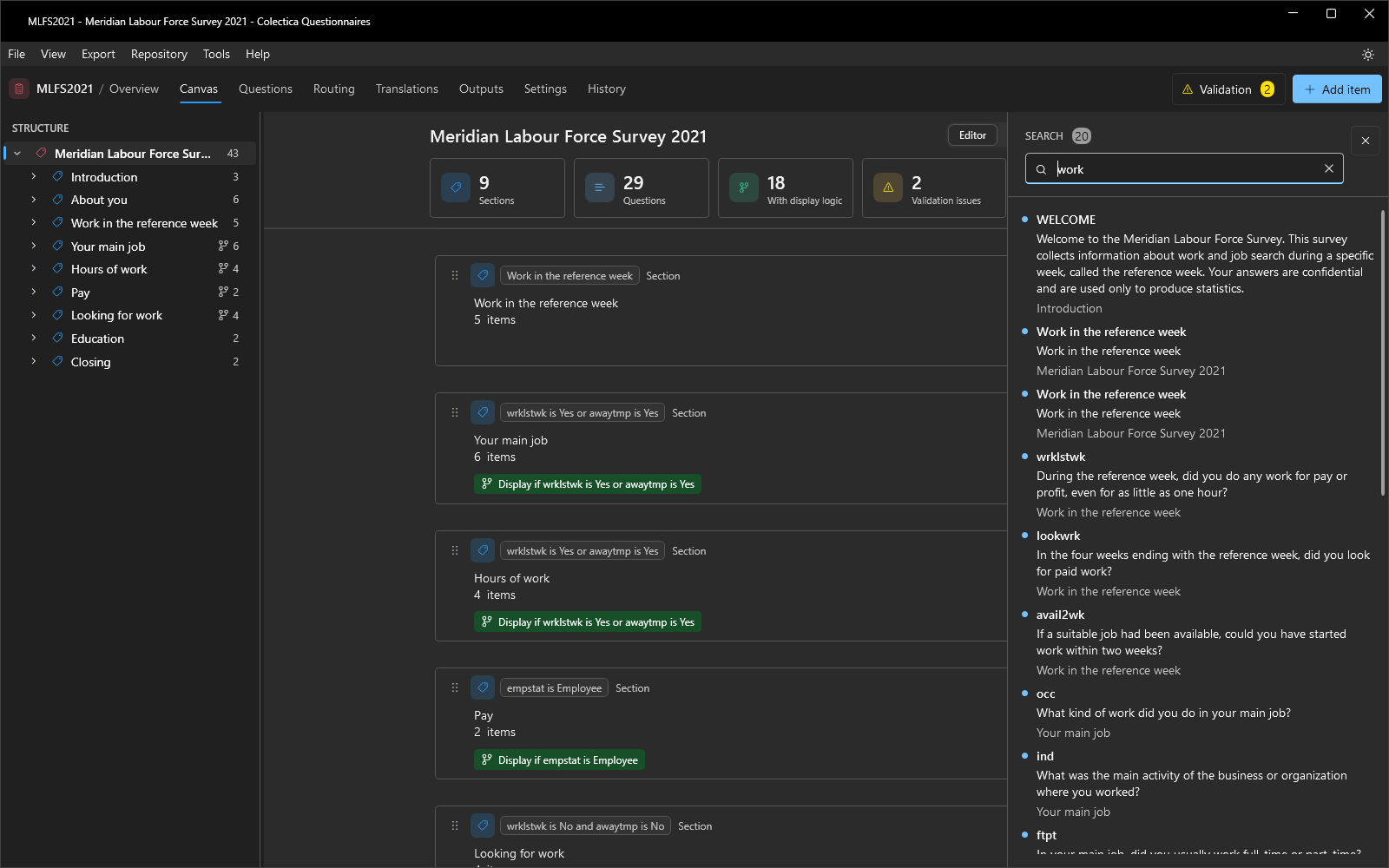 The search rail with results for a search term