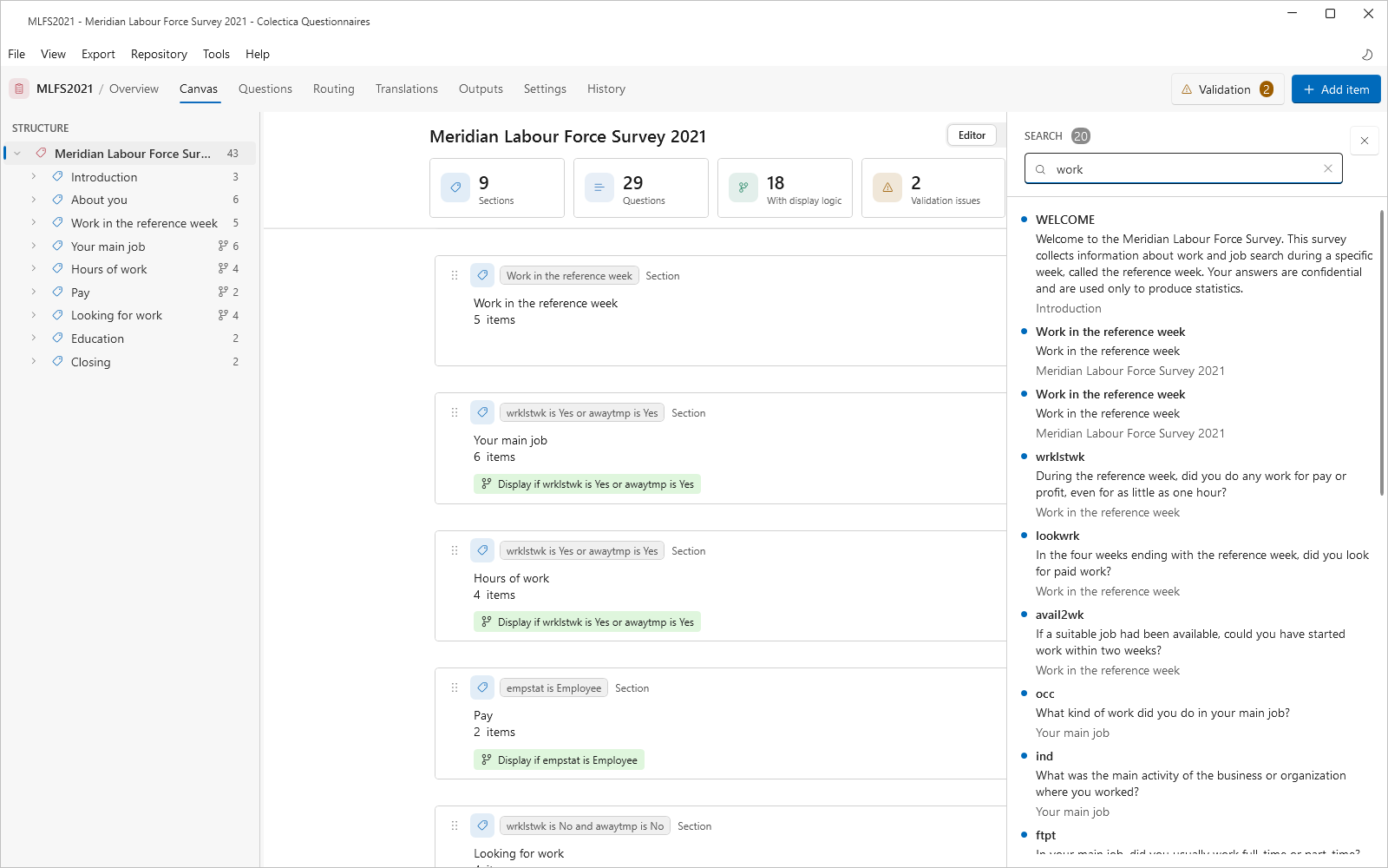 The search rail with results for a search term